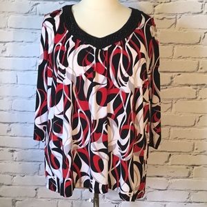 Red and black blouse